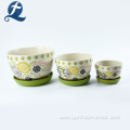 Handmade Painted Three Layer Ceramic Flower Pots